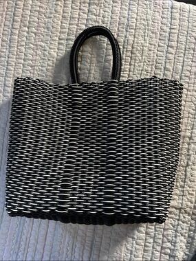 Black & White Woven Tote Bag - Classic Everyday Carry